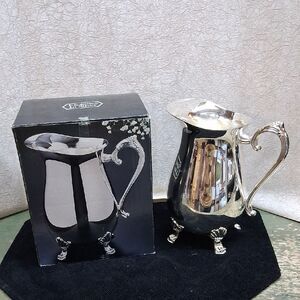 Vintage Leonard Silver Plated Water Pitcher Four-Toe Claw Footed with Ice Guard